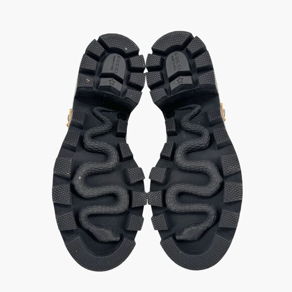 Gucci Sylvie Trip Black Leather Lace Up Combat Boots Size 36.5 US 6.5 Women's - Picture 14 of 15